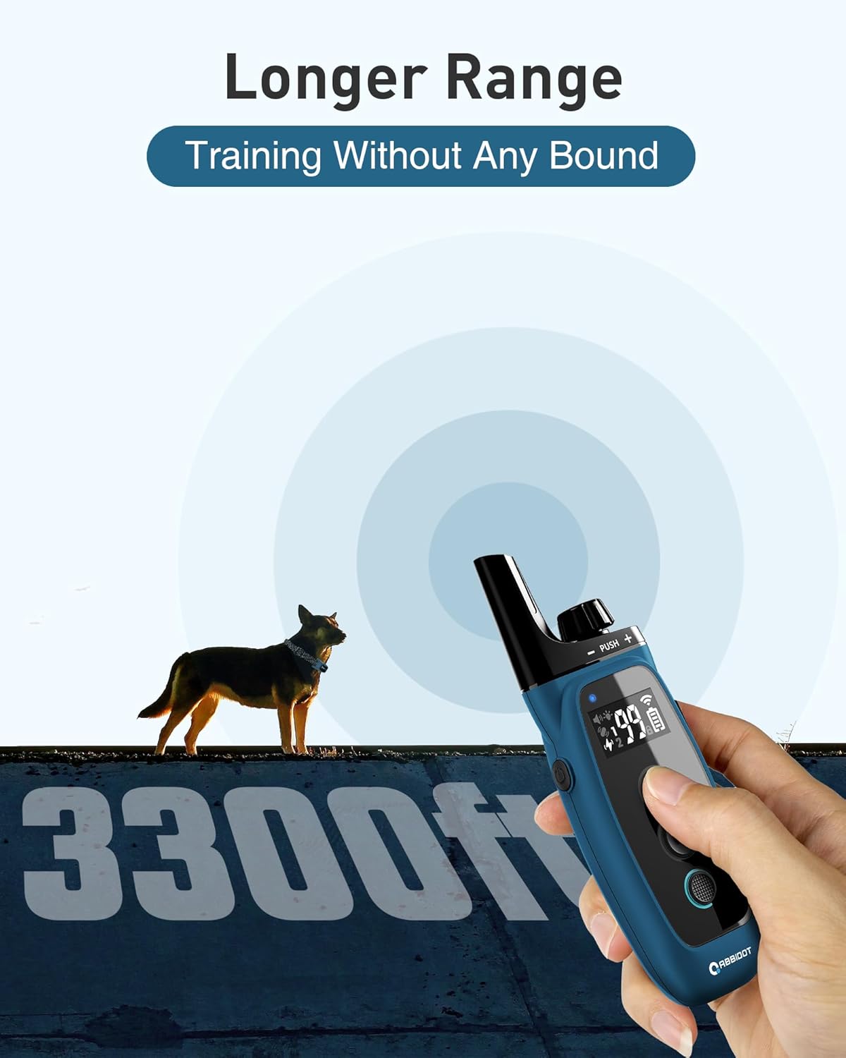 ABBIDOT Shock Collar 2 Dogs - 3300ft Dog Training Collar with Remote, 151 Levels Electric Collar, Safety Lock, Waterproof Rechargeable E Collar for Small Medium Large Dogs (Deep Black, 2 Collars)