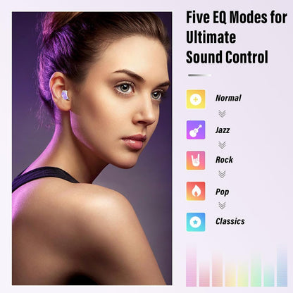 VEKJ Sleep Earbuds, Bluetooth 5.4 Mini Wireless Ear Euds with Multifunctional Touch Screen, 48H Bass Stereo Headphones with Sleep Mode/5 EQ Modes/ENC Noise Cancelling, IPX7 Earphones for iOS Android