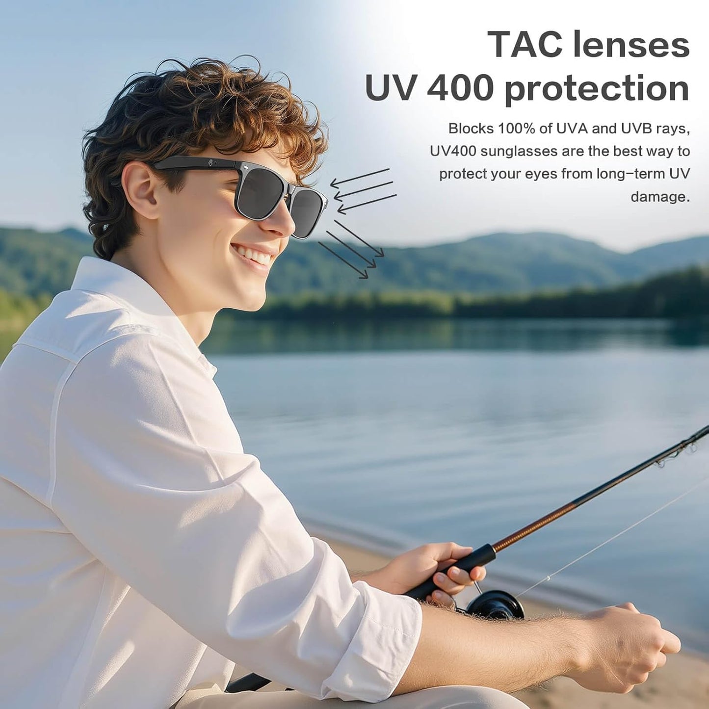 2025 AI Translation Smart Glasses for Men Women,7 Day Ultra-Long Standby,Anti-Blue Light/UV400,Bluetooth Glasses with 163 Translation,IP65 Waterproof,Multifunctional Sunglasses for Android iOS Black