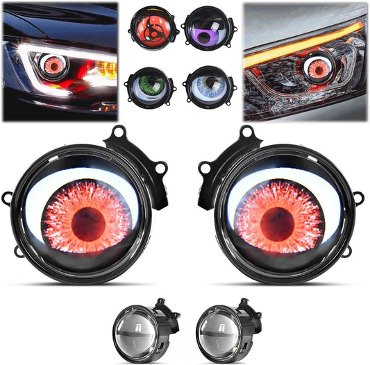 Devil Eye Headlight For Car, LED Dynamic Devil Eye Car Lights For Car,2024 New Evil Eyes Light Lens, Adjustable Eye Color Demon Eye Headlights, For Any Car Model, Wifi Control,12v(Multicolor Mode,2PCS