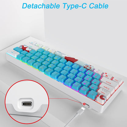 Fogruaden Full Size Mechanical Keyboard, Green Matcha Keyboard, Wired USB 104 Keys RGB Backlit Gaming Keyboard with Number Pad, Red Switches, NKRO Mechanical Keyboard for Windows Laptop PC Gamer