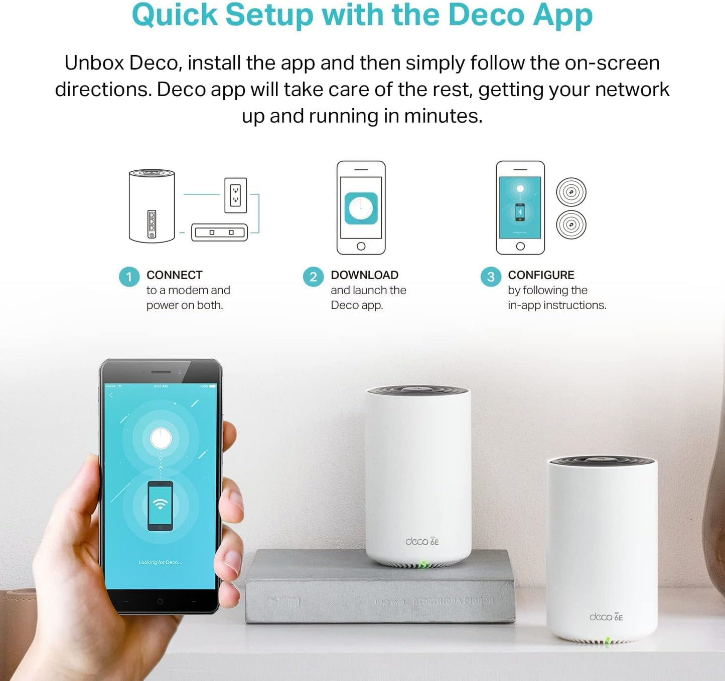 TP-Link Deco BE11000 Tri-Band WiFi 7 Mesh (Deco BE65 Pro) - 11 Gbps, 6 GHz/5 GHz/2.4 GHz Bands, 5 Gbps Ports, MLO, 320 MHz Channels, HomeShield, Universal Compatibility - 2-Pack