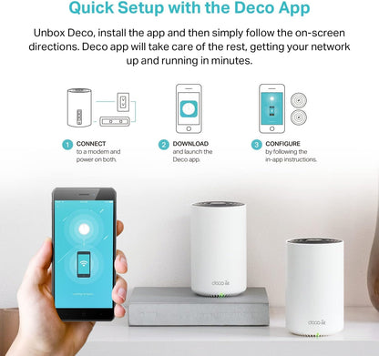 TP-Link Deco BE11000 Tri-Band WiFi 7 Mesh (Deco BE65 Pro) - 11 Gbps, 6 GHz/5 GHz/2.4 GHz Bands, 5 Gbps Ports, MLO, 320 MHz Channels, HomeShield, Universal Compatibility - 2-Pack