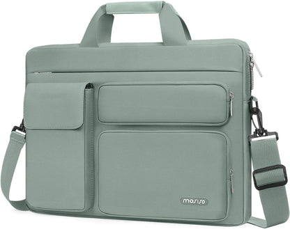 MOSISO Laptop Bag 13.3 inch, 13-13.3 inch Computer Shoulder Bag Compatible with MacBook Air/Pro 13/Pro 14, HP Dell ASUS Notebook &2 Raised&1 Flapover&1 Horizontal Pocket&Handle&Belt, Black