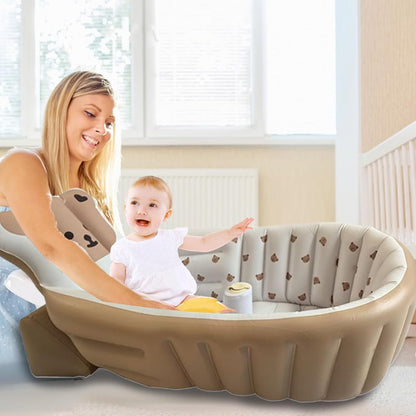Baby Bath Tub, Inflatable Toddler Wash Tub Bath Seat With Pump | Adjustable Bathing Support Seat, Foldable Sitting Shower Bathtub For Camping Beach Travel Outdoor