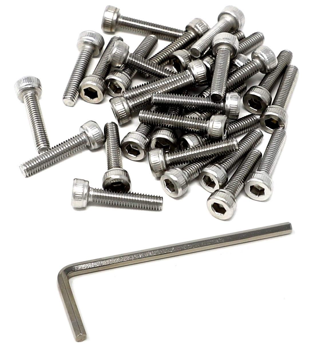 iexcell 25 Pcs M6 x 20mm Thread Pitch 1 mm Stainless Steel 304 Hex Socket Head Cap Screws Bolts Kit