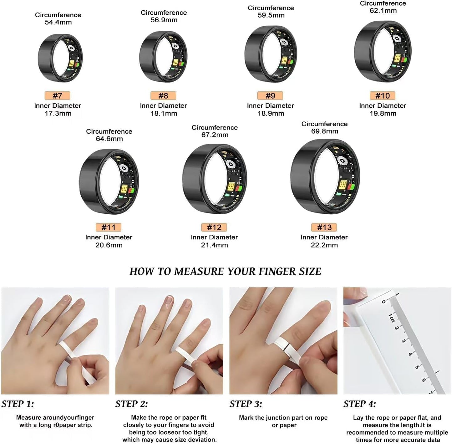 Smart Ring for Women Men,Birthday Gifts for Women Men - Health & Activity Tracker with Heart Rate,Sleep Monitoring/Motion Tracking,Waterproof & No Subscription Required (Rose Gold #8)