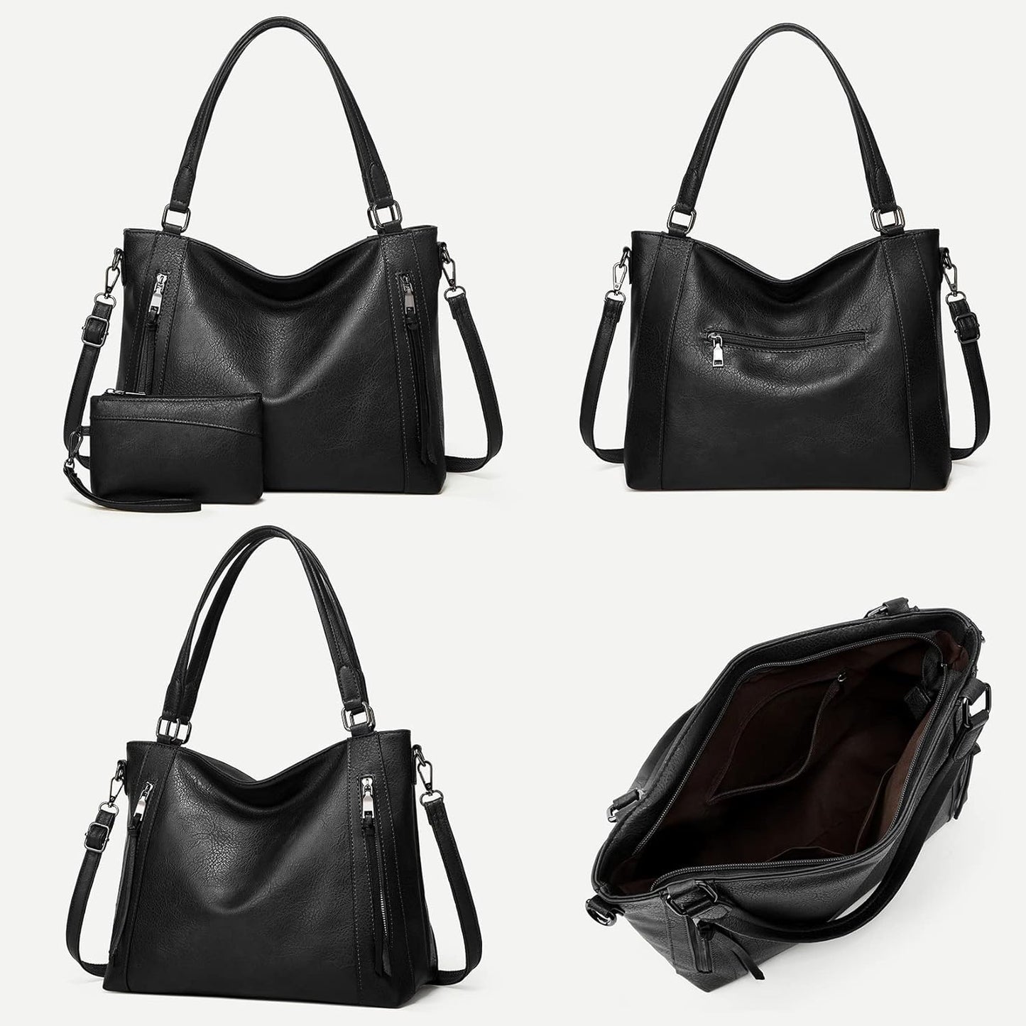 Hobo Bags for Women Handbags Purse Ladies Boho Shoulder Bag Crossbody Purses PU Leather Brown 2PCS