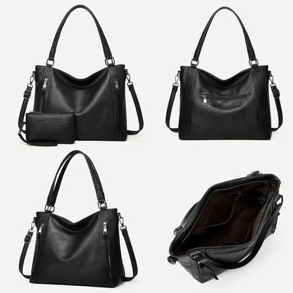 Hobo Bags for Women Handbags Purse Ladies Boho Shoulder Bag Crossbody Purses PU Leather Brown 2PCS