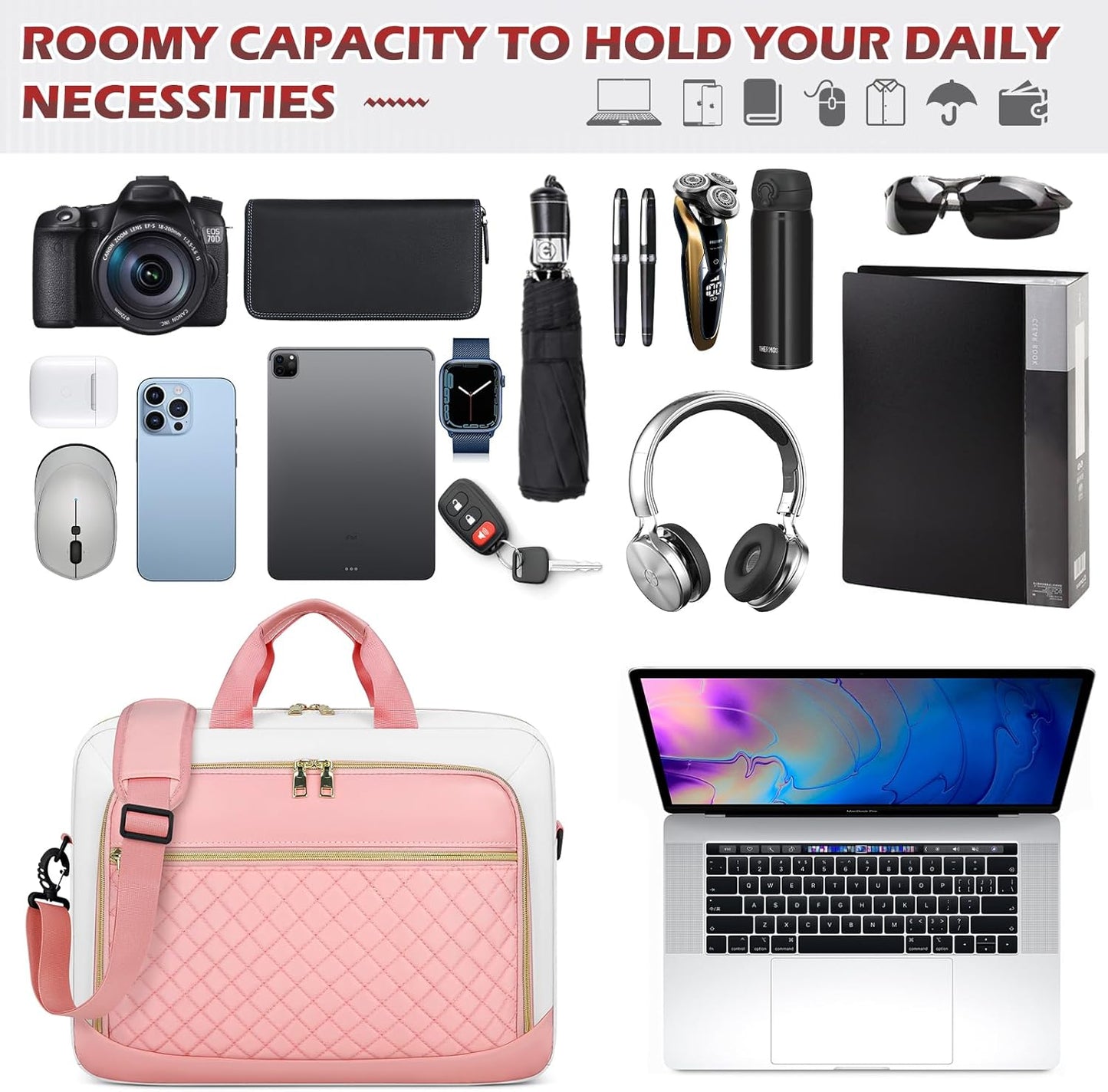 Laptop Bag 17 Inch Laptop Briefcase for Women Waterproof Computer Messenger Bag Professional Laptop Case for Business Work - PuriLite