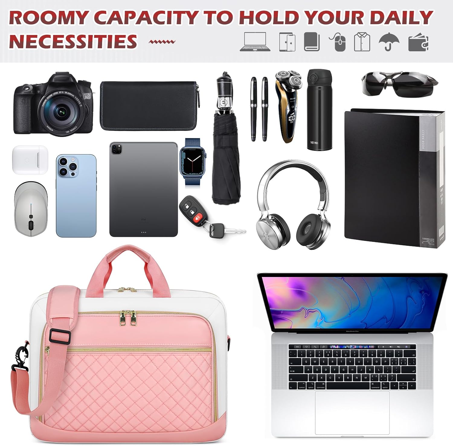 Laptop Bag 17 Inch Laptop Briefcase for Women Waterproof Computer Messenger Bag Professional Laptop Case for Business Work - PuriLite