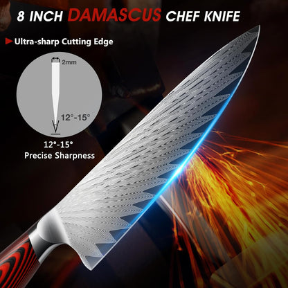 HOSHANHO Fillet Knife 7 Inch, Damascus Steel Boning Knife, Professional Fish Fillet Knife for Meat Chicken Cutting, Meat Knife with G10 Ergonomic Handle