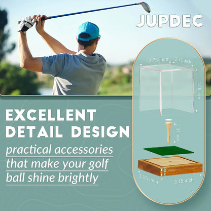 JupDec Baseball Display Case, Clear Cube Baseball Holder with Wooden Base, Autograph Baseball Stand Box for Single Ball, Acacia Wood, Brown, 1 Pack
