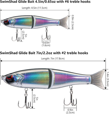 Bassdash SwimShad Glide Baits Jointed Swimbait Bass Pike Salmon Trout Muskie Fishing Lure