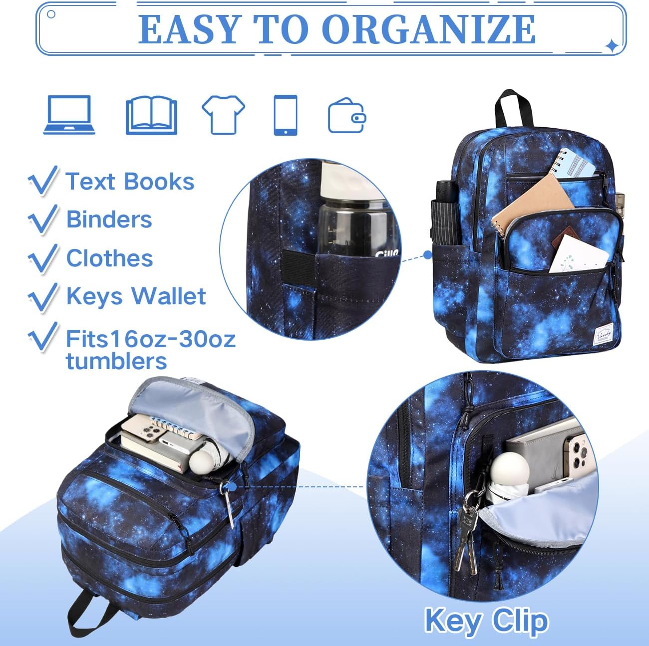 School Backpack for Men Women,Vaschy Lightweight School Bag Bookbag Casual Daypack for High School/College/Teens/Travel/Work