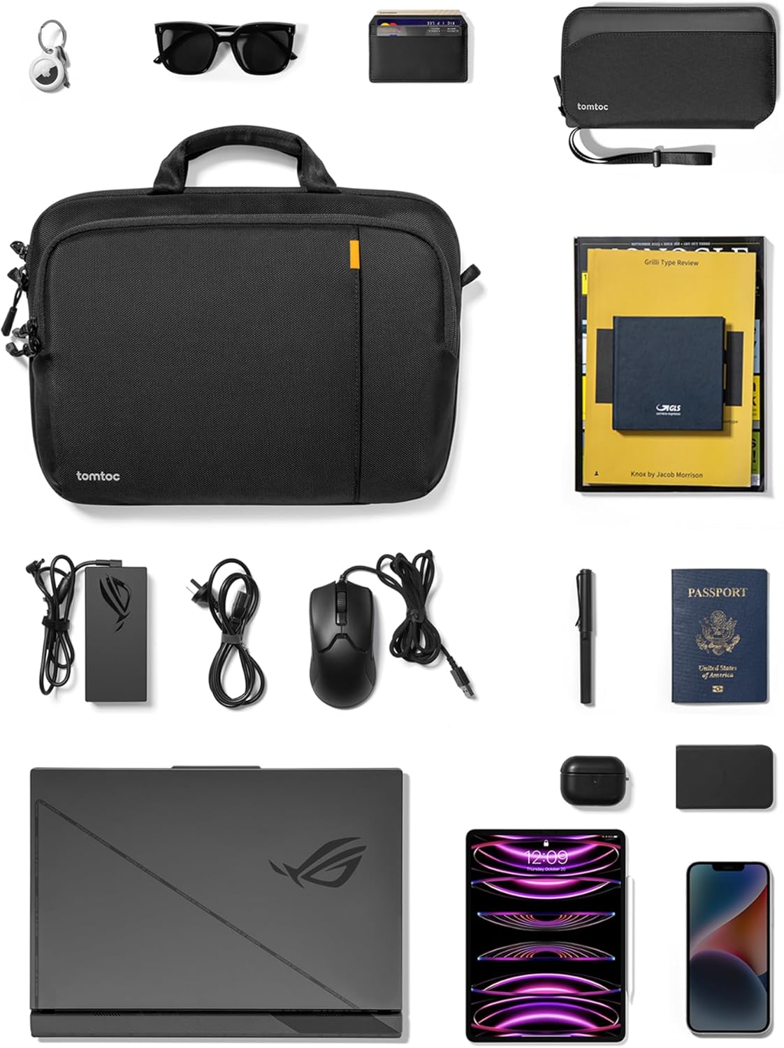 tomtoc 360 Protective Laptop Carrying Case for 16-inch MacBook Pro M4/M3/M2/M1 Pro/Max A3403 A3186 A2991 A2780, Water-resistant Laptop Shoulder Bag fits 15-inch MacBook Air M4 2025, M3/A3114, M2/A2941