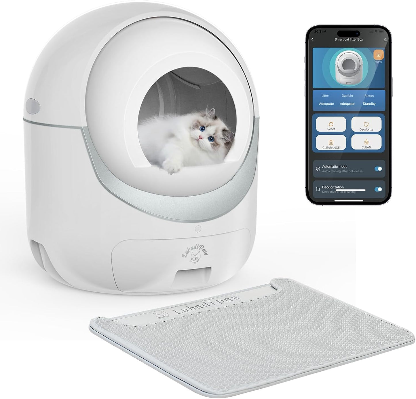Lubadipaw Self Cleaning Automatic Cat Litter Box, Litiere Pour Chat Autonettoyant, Kitty Boxie Litter Robot for Cats, Cloud Control Scoopfree Pet Litterbox