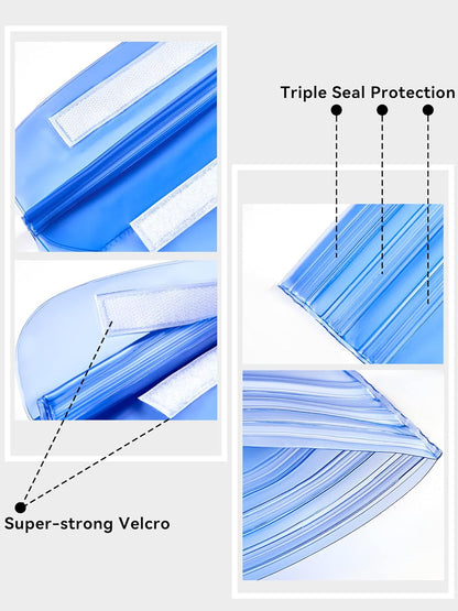 HEETA 2-Pack Waterproof Pouch with Waist Strap, Screen Touchable Dry Bag with Adjustable Belt for Phone Valuables for Kayaking Swimming Snorkeling Boating Fishing Surfing Beach (Black & Blue)