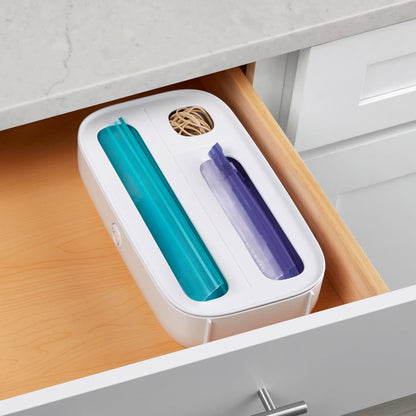 YouCopia StoraBag Drawer Food Bags Dispenser, 3-Slot, Plastic Sandwich Bag Organizer for Kitchen Storage