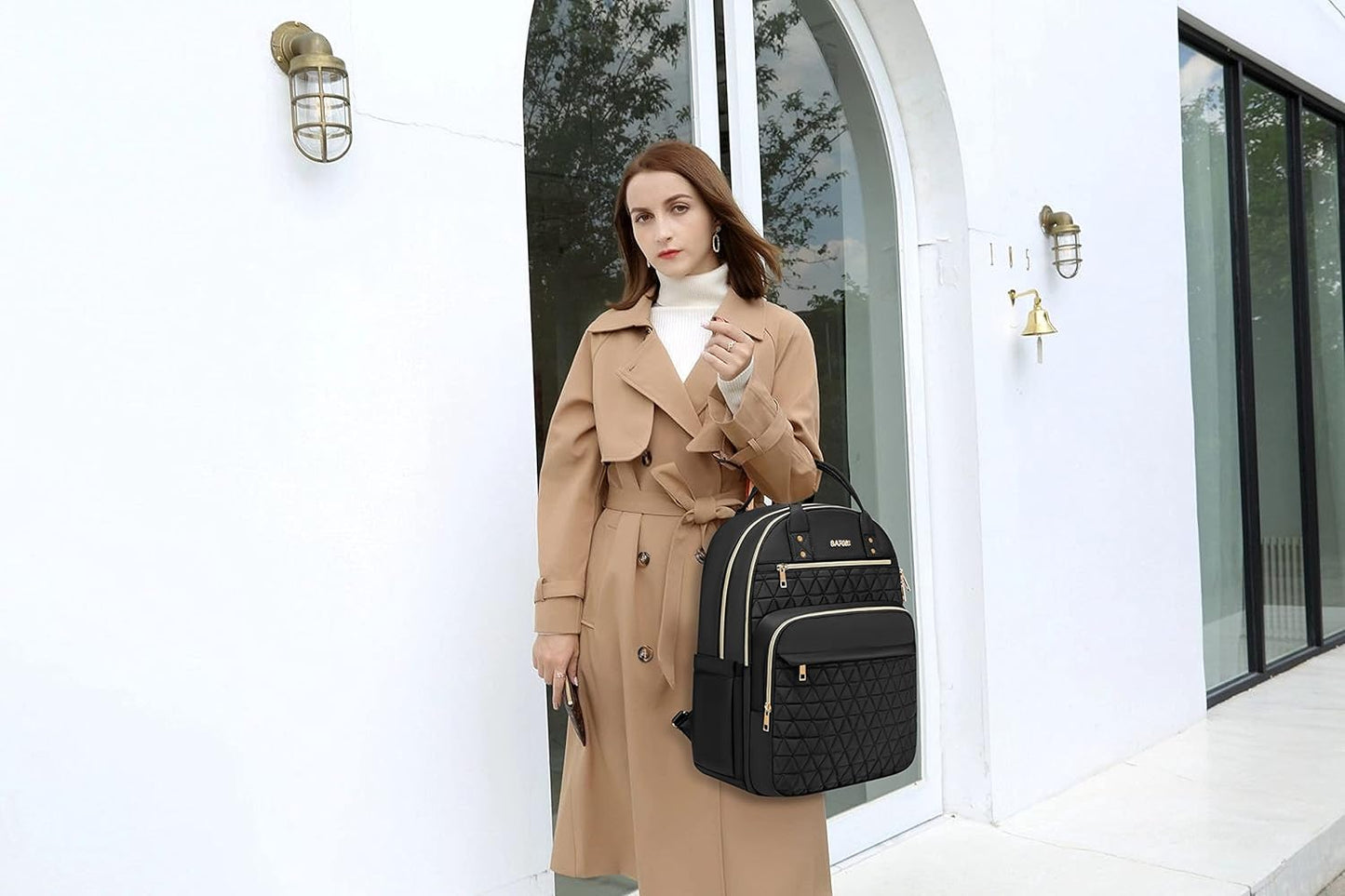 Laptop Backpack for Women Men, Water Resistant Travel Work Backpacks Purse Stylish College Business Teacher Nurse Computer Bag, Fits 17.3" Laptop Light Blue