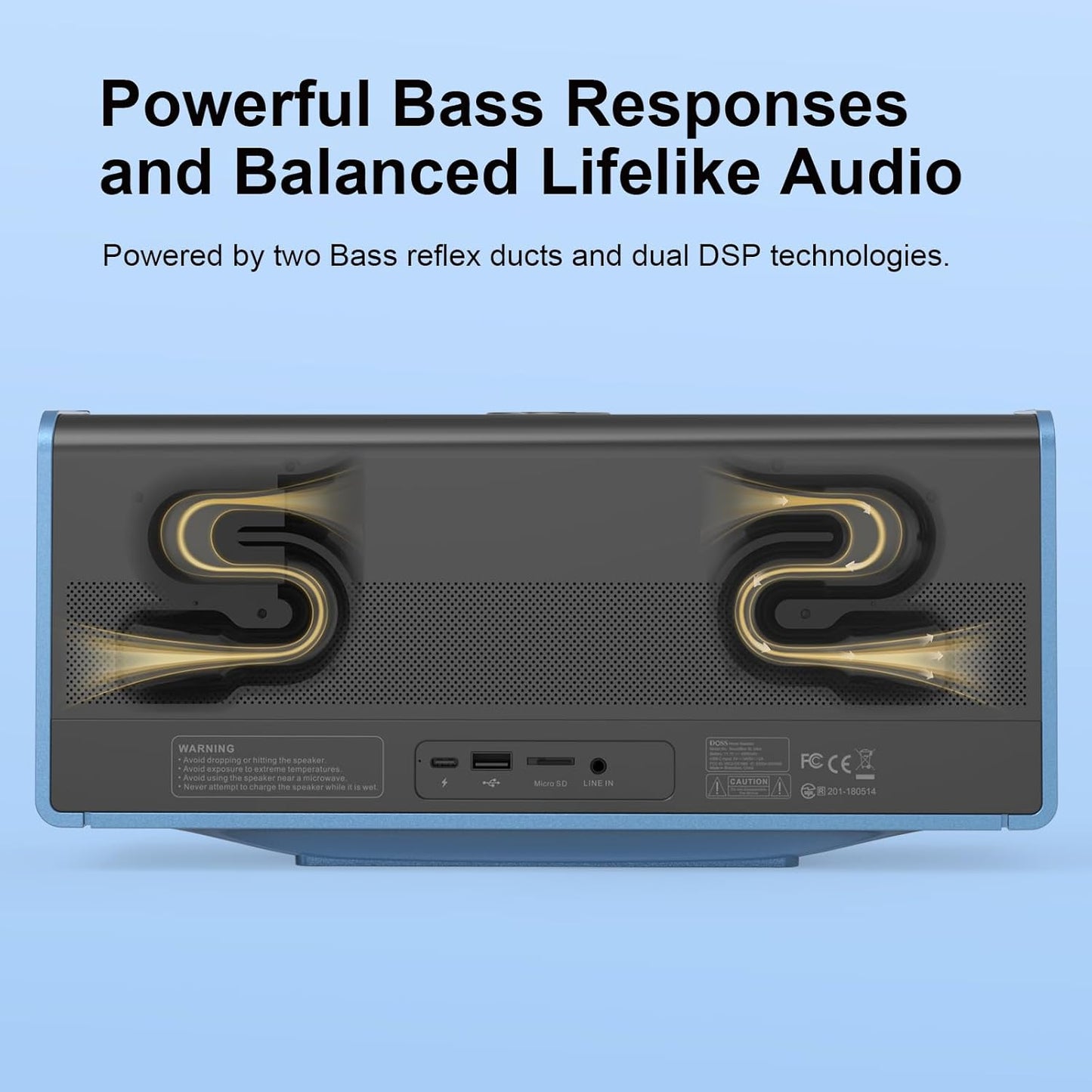 DOSS SoundBox Ultra Bluetooth Speaker with 2.1 Sound Channel Audio, 80W Superior Sound with Deep Bass, Two DSP Technologies, 18H Playtime, BT 5.3, Wireless for Home, Office, Bedroom-Gold