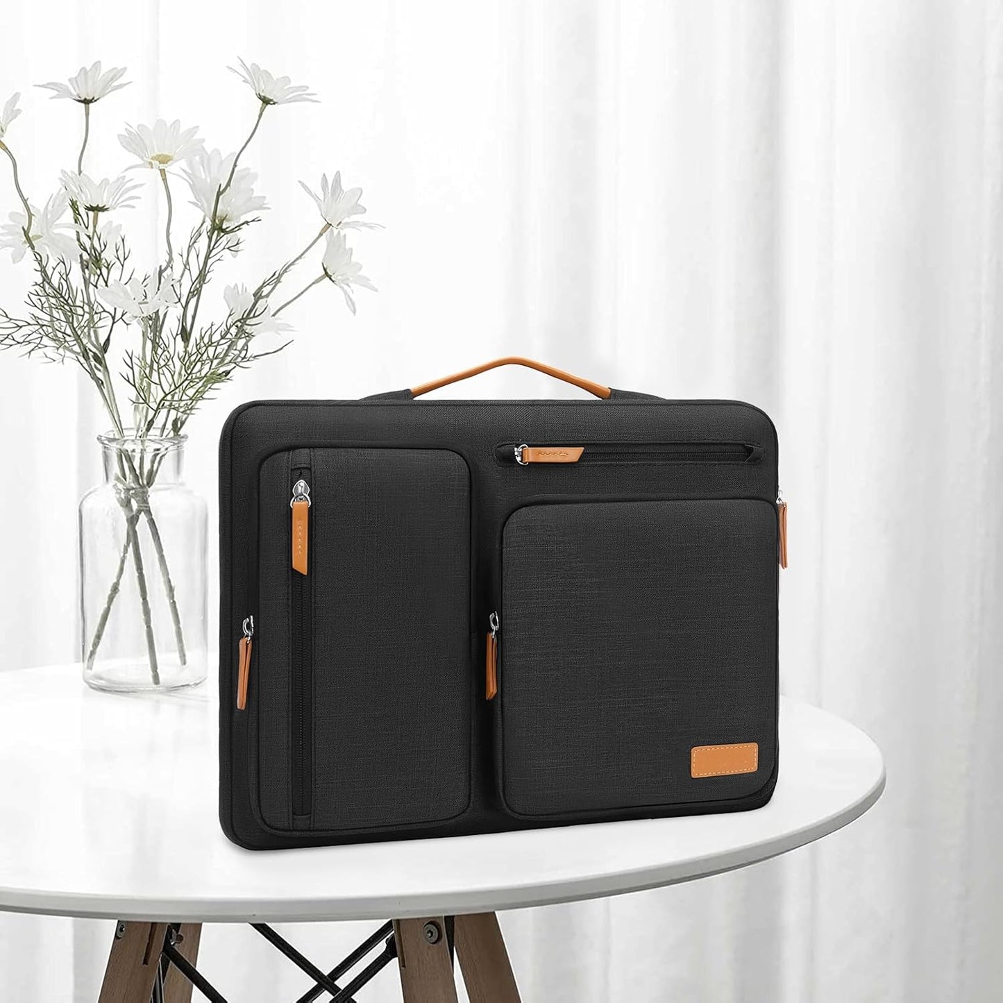 MOSISO 360 Protective Laptop Sleeve Compatible with MacBook Air/Pro, 13-13.3 inch Notebook, Compatible with MacBook Pro 14 inch M3 M2 M1, Side Open Bag with 4 Zipper Pockets&Handle, Black - PuriLite