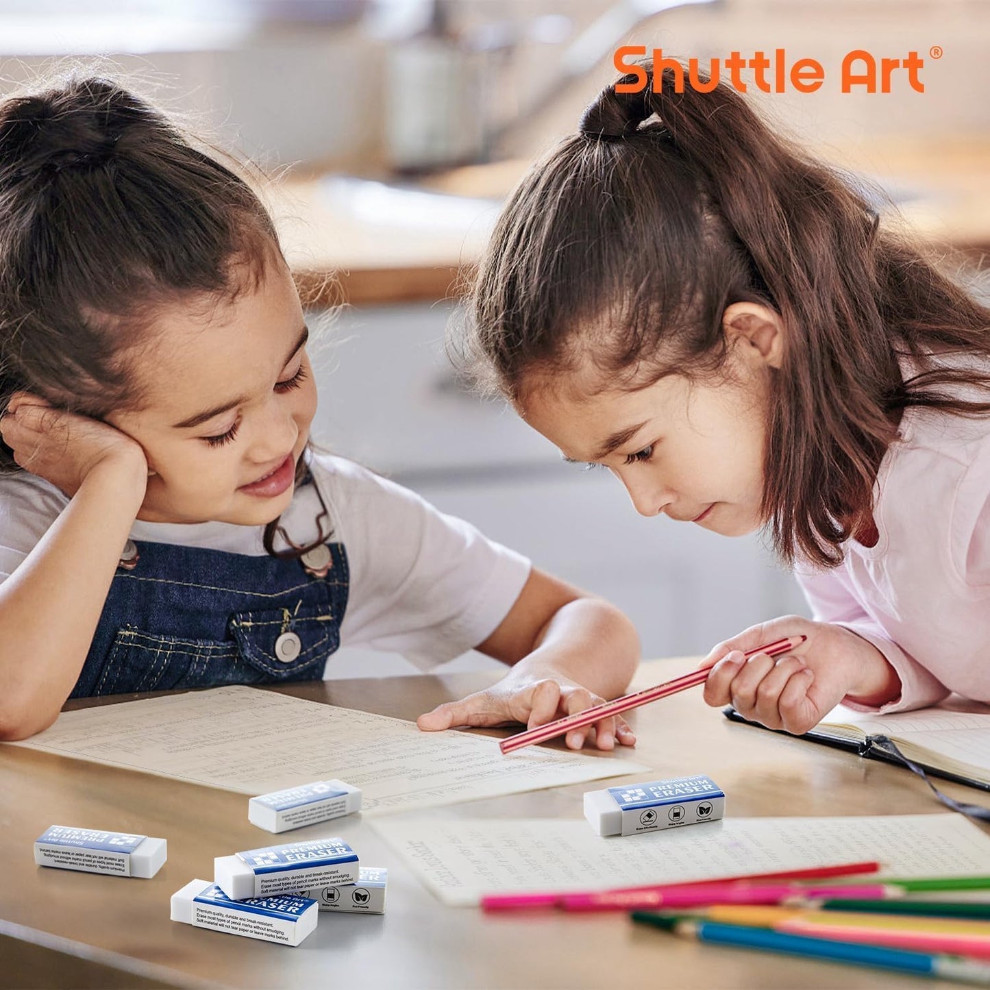 Shuttle Art 72 Pack Premium White Erasers, Bulk Classroom Erasers Set for Kids Teachers as School and Office Supplies