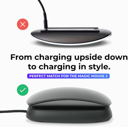 Ascrono - Charging Station Compatible with Apple Magic Mouse 2 - White - Perfect Accessories | Usable As Charging Dock, Stand & Charger | Includes 5ft (1.5m) USB-A Cable | Lightning Connector