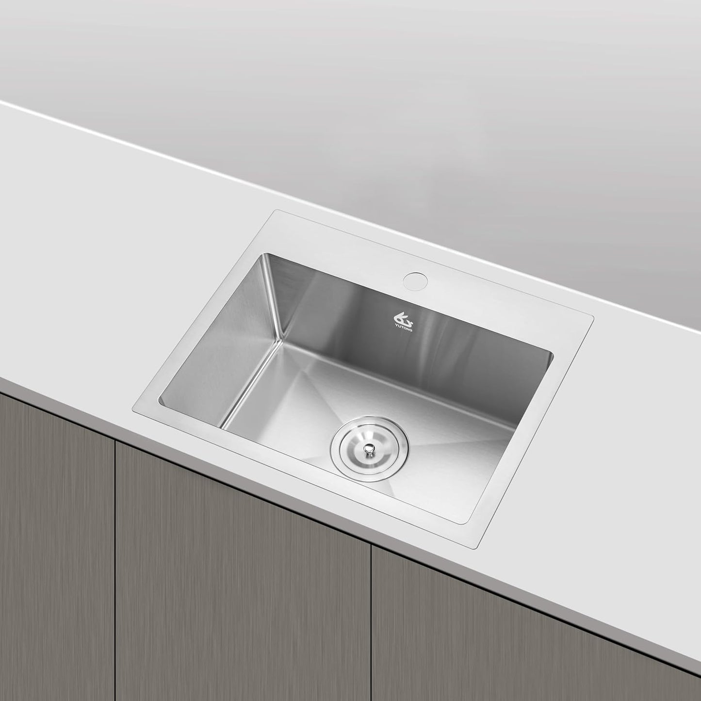 Yutong 16" x 20" Top-Mount/Drop in SS304 Stainless Steel Kitchen Black Sink Single Bowl Without Grid