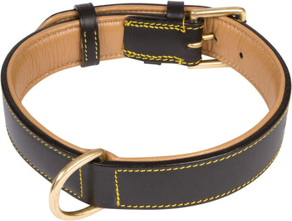 Soft Touch Collars Padded Leather Dog Collar, Large Brown - Genuine Real Leather, 24" Long x 1.5 Wide, Fits Neck Size 18" to 21" Inches