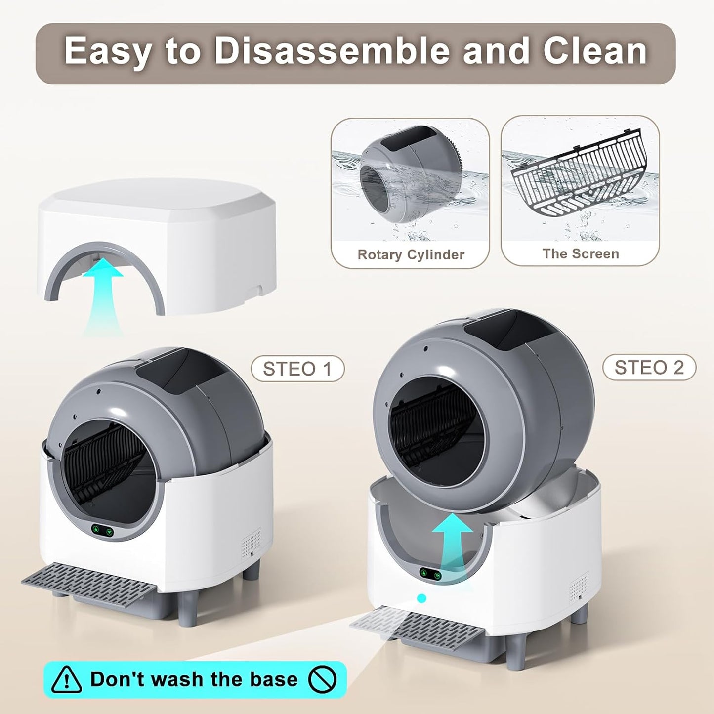 Automatic Cat Litter Box Ellenpent Self-Cleaning Litter Box with APP Control and Safety Sensor, 90L Large Capacity for Multiple Cats, Litiere Pour Chat Autonettoyant with 3 Rolls Poop Bags
