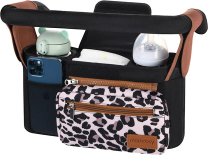 Universal Stroller Organizer with Insulated Cup Holder by Momcozy - Detachable Phone Bag & Shoulder Strap, Fits for Stroller like Uppababy, Baby Jogger, Britax, BOB, Umbrella and Pet Stroller