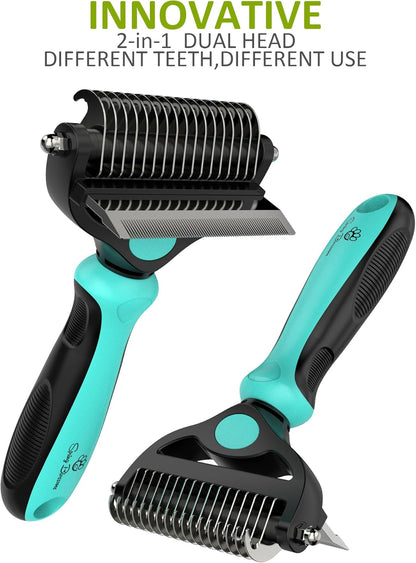 Spring Blossoms-2 in 1 Professional Grooming Rake for Cats & Dogs-Dematting Comb for Easy Mats & Tangles Removing,Pet Brush Safe No More Nasty Shedding and Flying Hair (Orange)