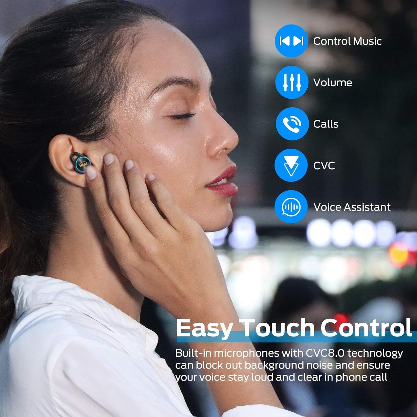 Monster Clarity 101Plus AirLinks Wireless Earbuds, Bluetooth 5.3 in-Ear Headphones with Charging Case, Stereo Earphones Deep Bass Sound, 28H Long Playtime, Water Resistant Design for Sports.