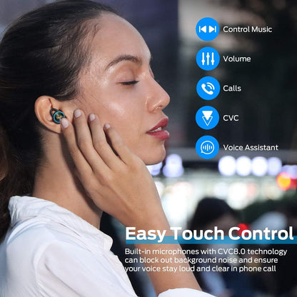 Monster Clarity 101Plus AirLinks Wireless Earbuds, Bluetooth 5.3 in-Ear Headphones with Charging Case, Stereo Earphones Deep Bass Sound, 28H Long Playtime, Water Resistant Design for Sports.