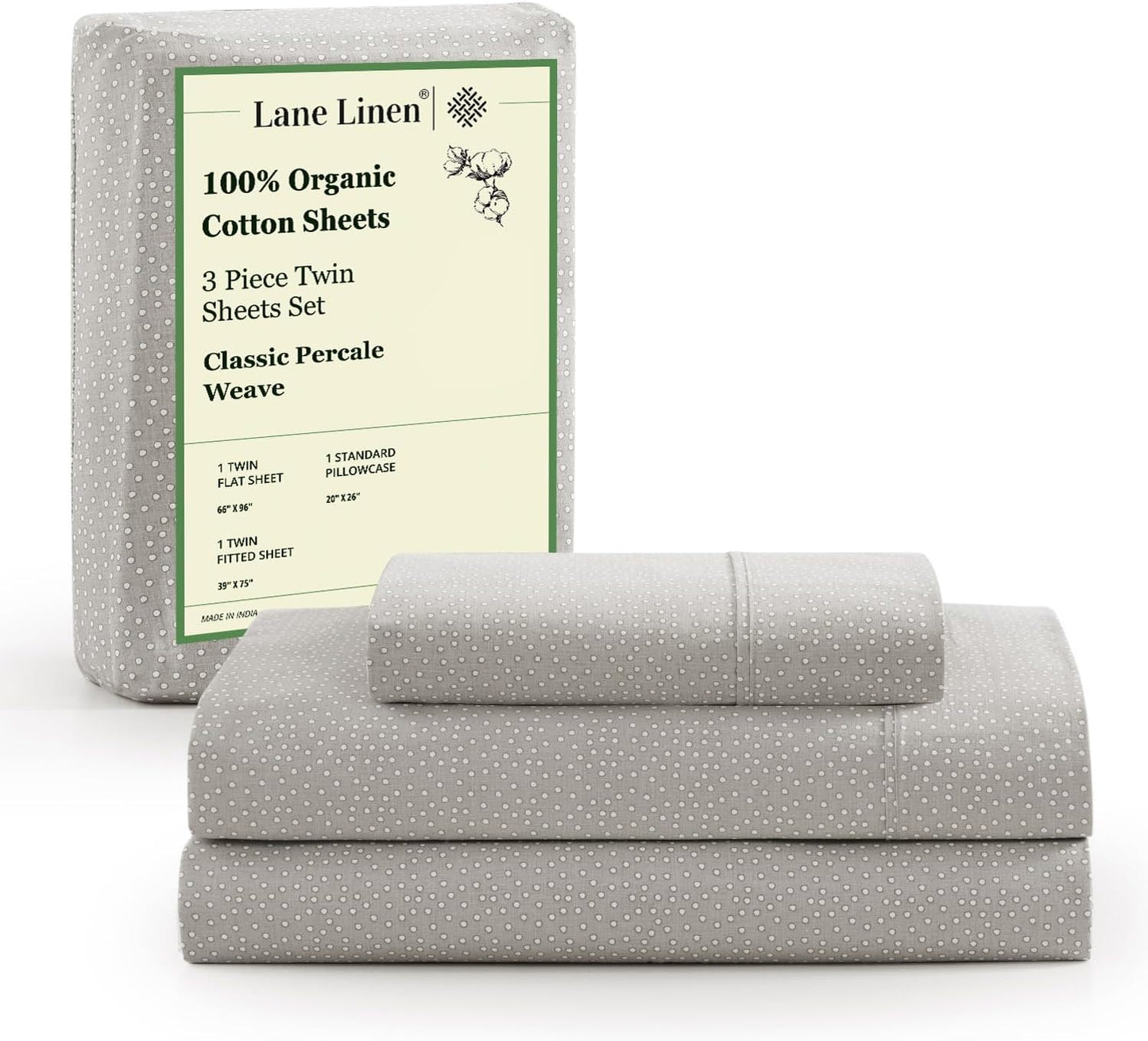 Lane Linen 100% Organic Cotton Queen Sheet Set, 4-Piece Percale Bed Sheets for Queen Bed - Soft, Breathable, Hypoallergenic, Deep Pocket Fits Mattress Up to 15" Deep, Hotel Quality Sheets - White