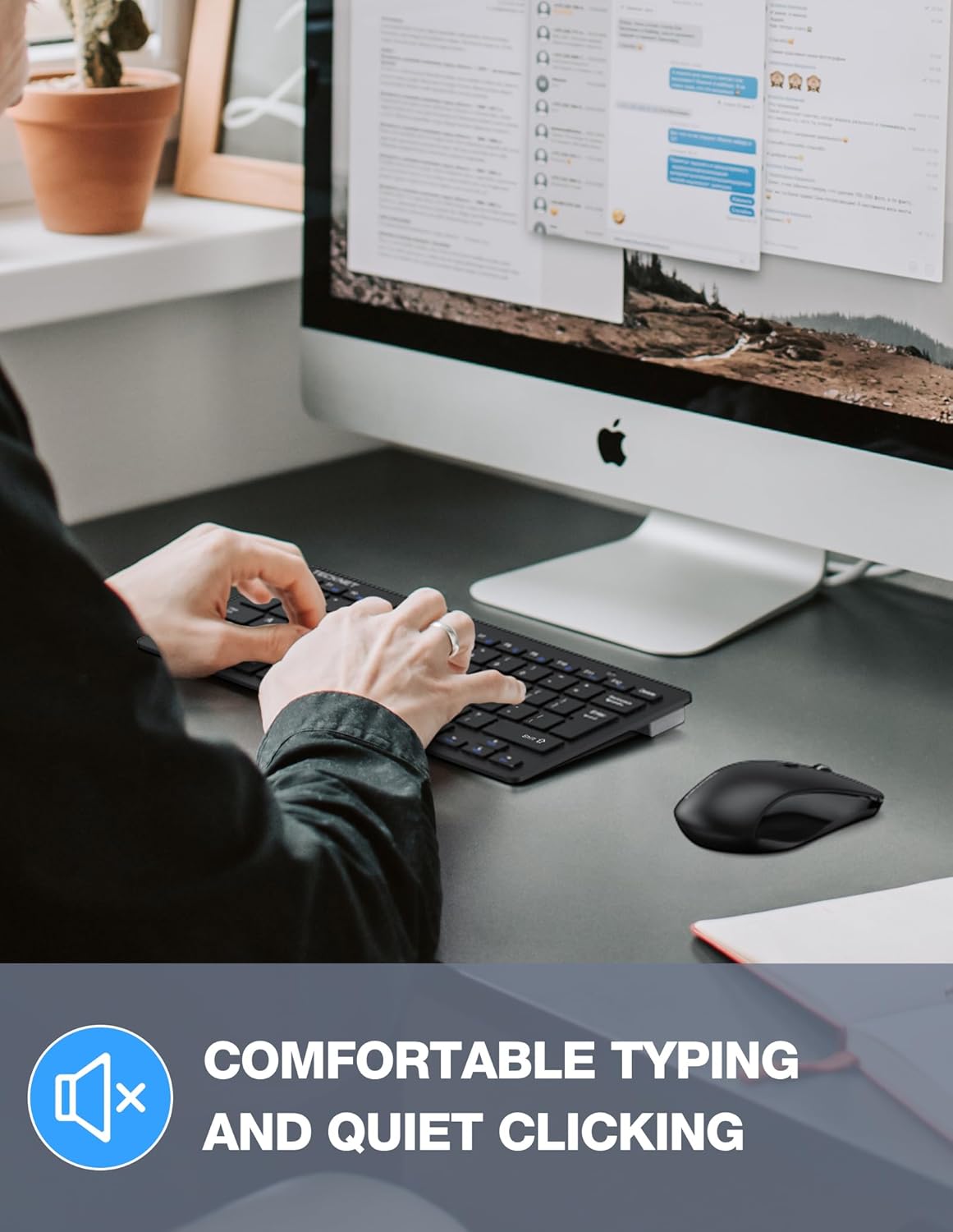 TECKNET Keyboard and Mouse Wireless - Compact 2.4GHz Wireless Keyboard and Mouse Combo with Adjustable DPI, Ultra-Quiet Clicks, Lag-Free Performance for Computer, Laptop, PC, Windows, Mac, Chrome OS