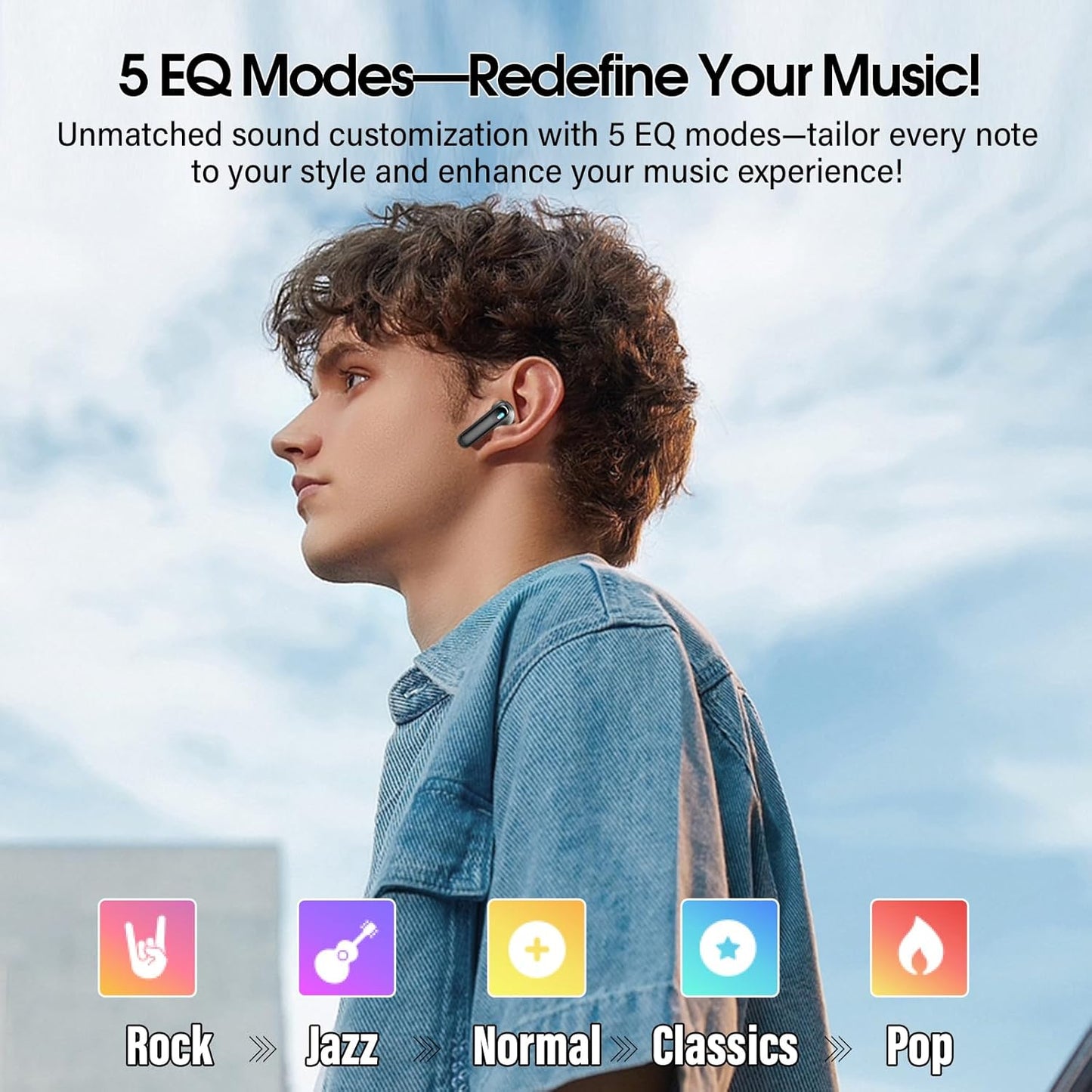 Wireless Earbuds, Bluetooth 5.4 Ear Buds with Multifunctional Touch Screen, 48H HiFi Stereo Headphones, ANC/ENC Noise Cancelling Mic, IPX7 Bluetooth Earbuds with 5 EQ Modes, in Ear Earphones, Black