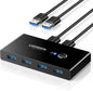 UGREEN USB 3.0 Switch, KVM Switch 2 Computers Sharing 4 Ports USB Peripheral Switcher Adapter Box Selector for PC, Printer, Scanner, Mouse, Keyboard with One-Button Swapping