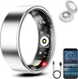 Classic Smart Ring, Health & Heart Rate Tracker (Silver, #10) | Sleep Monitoring, Long Battery Life, Waterproof Design, Charging Case & Cable, iOS & Android Compatibility