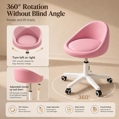 Rolling Stool with Backrest, Adjustable Swivel Stool with Wheels