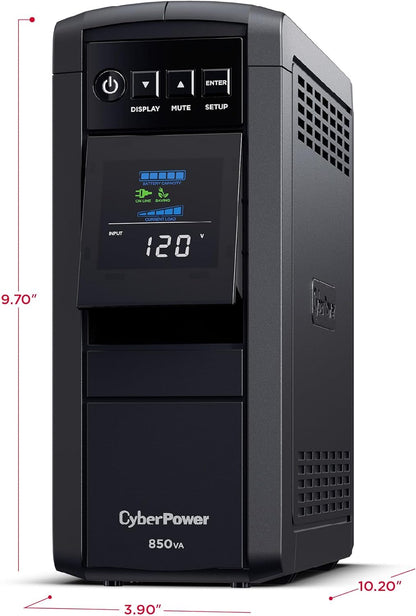CyberPower CP1500PFCLCD PFC Sinewave UPS System, 1500VA/1000W, 12 Outlets, AVR, Mini Tower, Black
