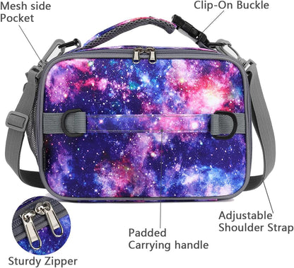 FlowFly Kids Lunch Box Insulated Soft Bag Mini Cooler Back to School Thermal Meal Tote Kit for Girls, Boys, Black