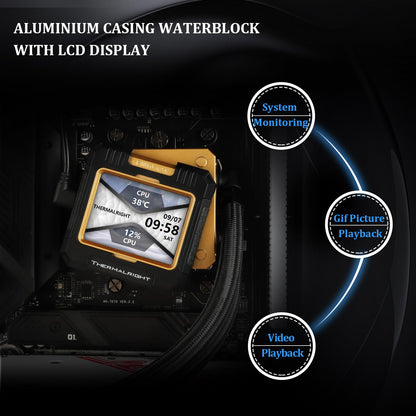 Thermalright FW 360 Black ARGB-360mm AIO CPU Liquid Cooler,IPS LCD Screen with 320 * 240 Resolution,for AM5/Intel LGA1700,‘2.4 inch’Magnet-Absorbent LCD Screen for Images -Black