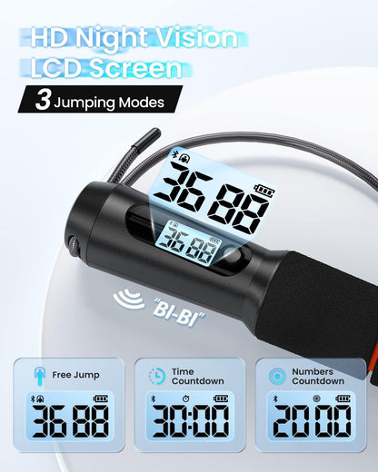 RENPHO Smart Jump Rope, Cordless Jump Rope, High-Speed Jump Rope with Counter, Fitness Skipping Rope with APP Data Analysis, Workout Jump Ropes for Home Gym, Crossfit for Exercise for Men, Women