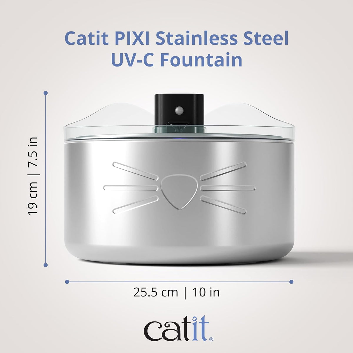 Catit PIXI Stainless Steel UVC Fountain, 5L (169oz)