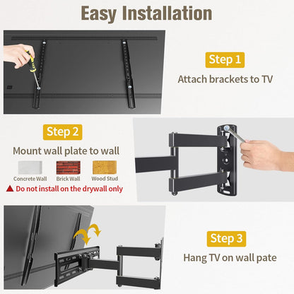 Mounting Dream Full Motion TV Wall Mount Corner Bracket with Center Design for Most of 26-55 Inch LED, LCD, OLED Flat Screen TV, with Swivel Articulating Arm, up to VESA 400x400mm, 60LBS, MD2377