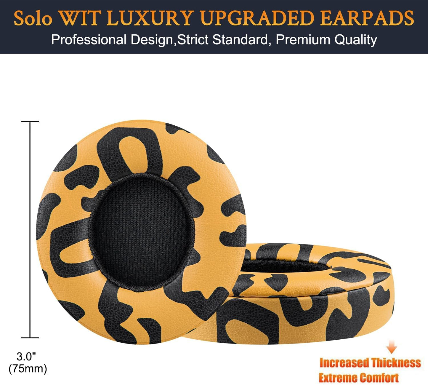 SoloWIT® Ear Pads Cushions Replacement, Earpads for Beats Solo 2 & Solo 3 Wireless On-Ear Headphones with Soft Protein Leather, Stronger Adhesive, Noise Isolation Memory Foam - Black