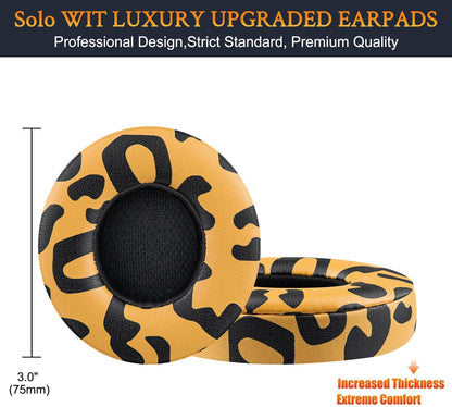 SoloWIT® Ear Pads Cushions Replacement, Earpads for Beats Solo 2 & Solo 3 Wireless On-Ear Headphones with Soft Protein Leather, Stronger Adhesive, Noise Isolation Memory Foam - Black