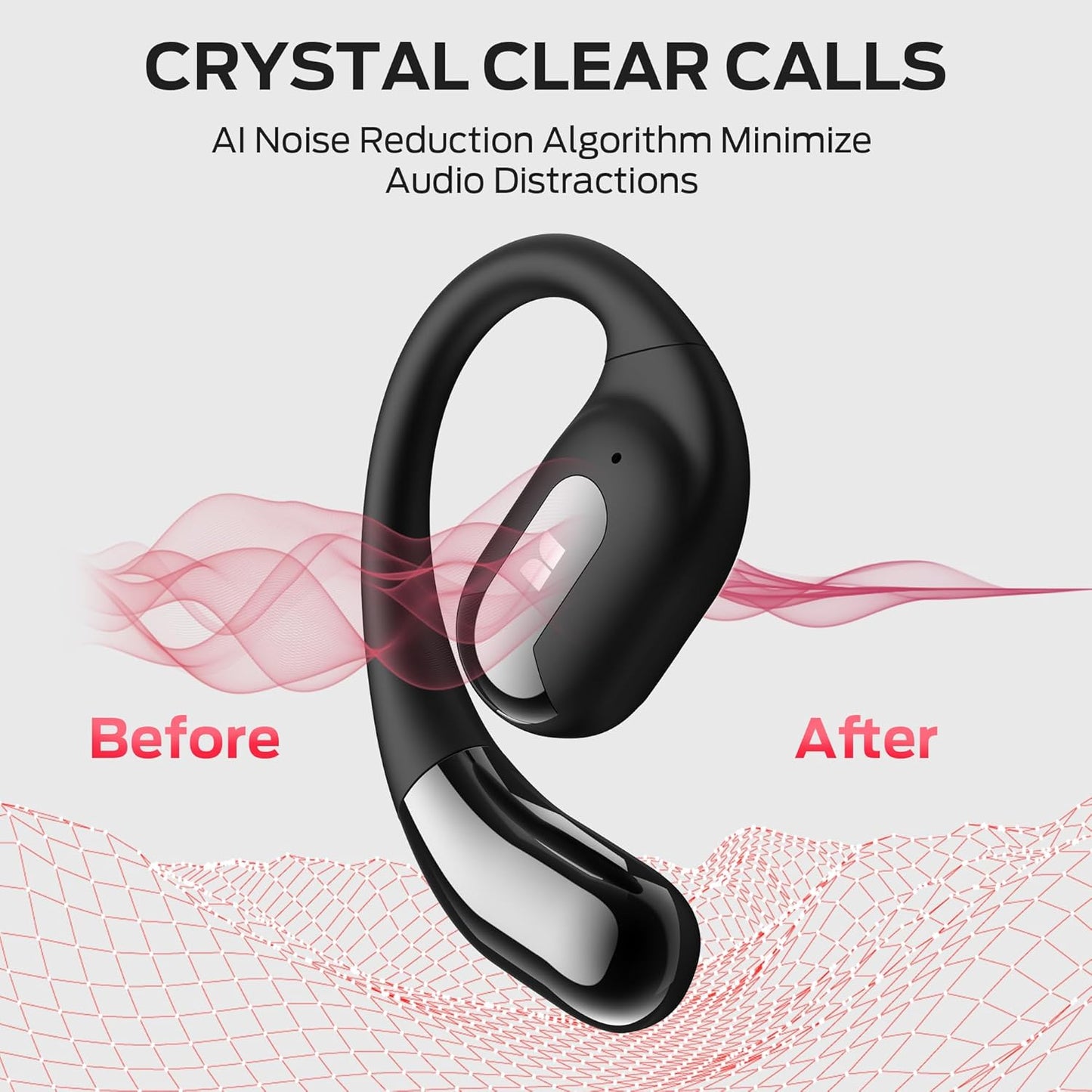 Monster Open Ear AC317 Headphones, Bluetooth 5.4 Wireless Headphones with Stereo Sound, Crystal Clear Calls, 24H Playback, Type-C Charging, Touch Control, Sweat Resistant Open Ear Wireless Earbuds